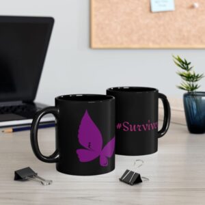 Black Mug 11oz - #Survivor Butterfly Design